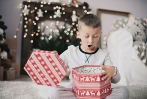 Christmas gift hunt surprised boy