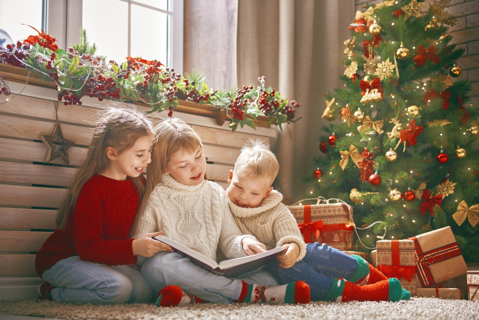 Children enjoying Christmas storytime.