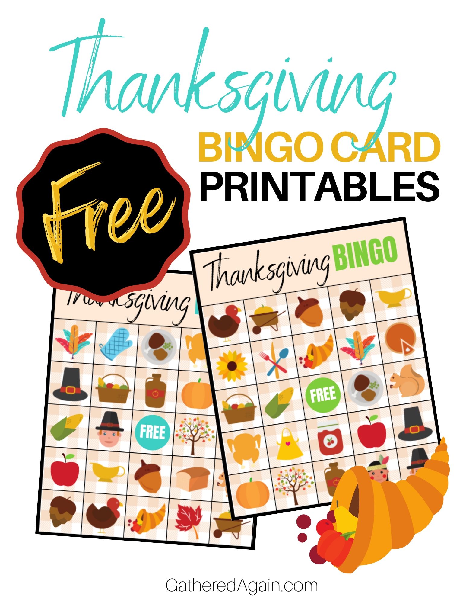 Thanksgiving Bingo Card Printables