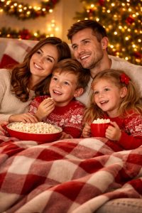 Christmas morning family movie time.