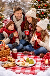 Christmas tradition: picnic in the snow.