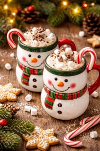 Christmas hot cocoa Frosty the Snowman mugs
