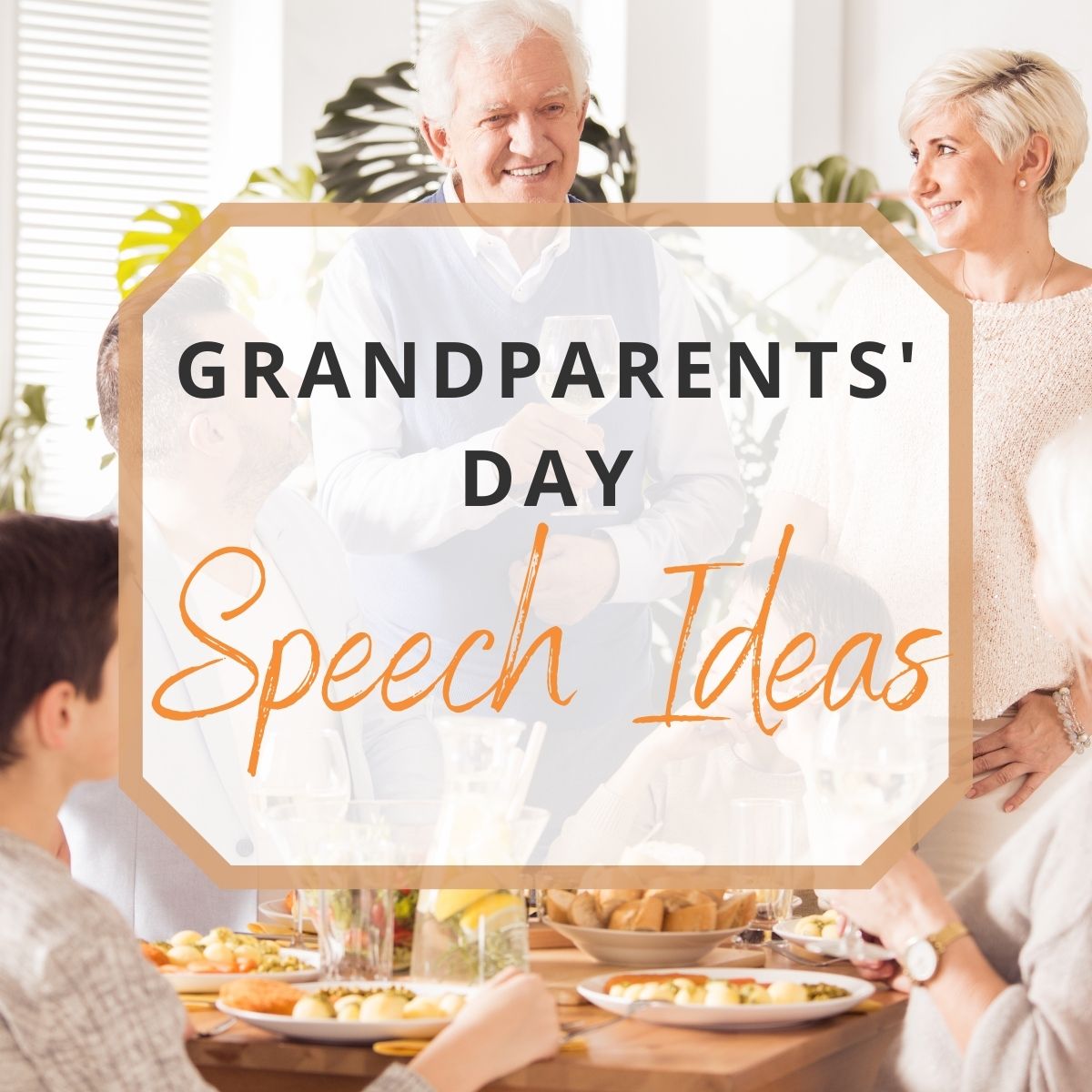grandparents making a speech in front of family