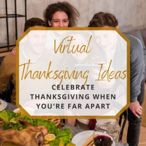 family celebrating virtual thanksgiving