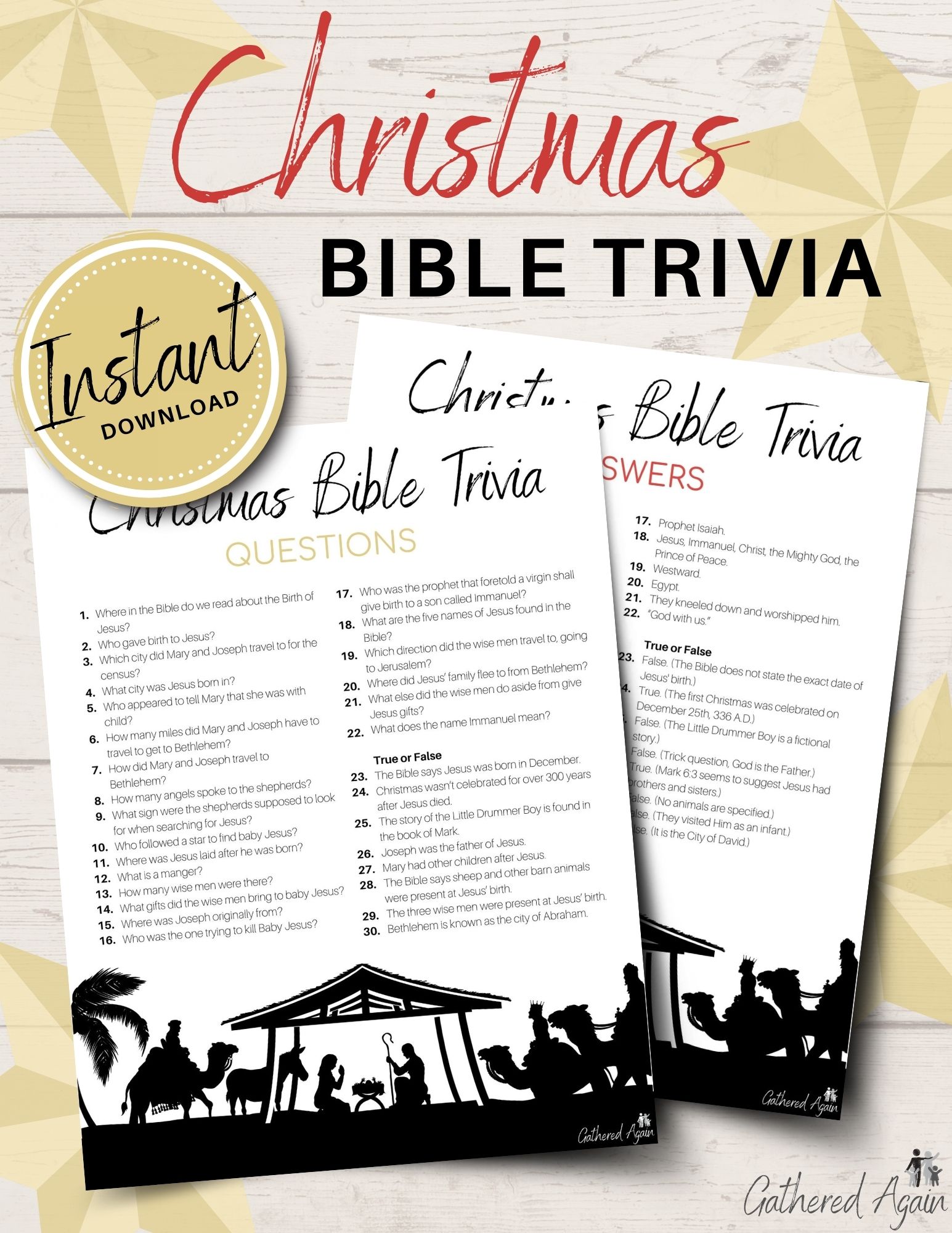 Free Bible Christmas Trivia Printable